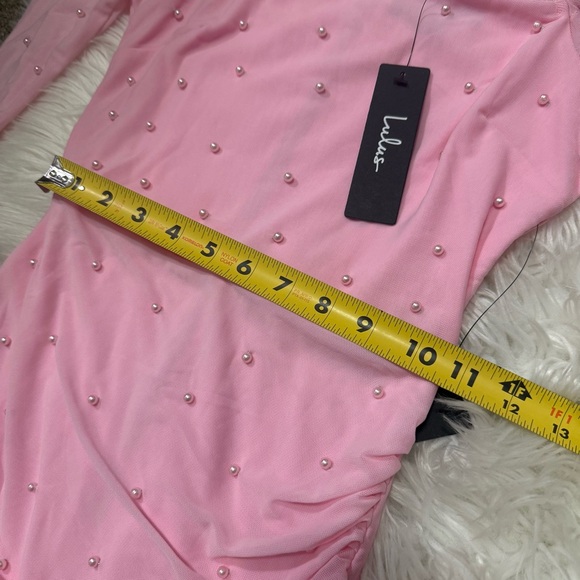 Lulus pink mini dress pearl studded square neck XS new with tag - Picture 12 of 12